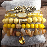 Bohemian Stone Beaded Bracelet 5pc Set for Women