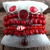 Bohemian Stone Beaded Bracelet 5pc Set for Women
