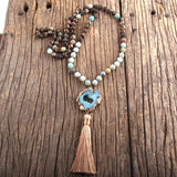 Bohemian Druzy Stone Tassel Necklace - Women's Boho Jewelry
