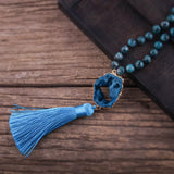 Bohemian Druzy Stone Tassel Necklace - Women's Boho Jewelry