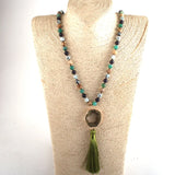 Bohemian Druzy Stone Tassel Necklace - Women's Boho Jewelry