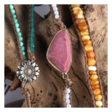 Boho Charm Bracelets 5 Strand Natural Stones Mix Wrap Beads Gift