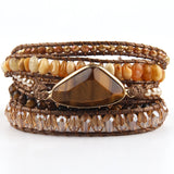 Boho Charm Bracelets 5 Strand Natural Stones Mix Wrap Beads Gift