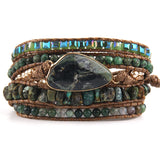Boho Charm Bracelets 5 Strand Natural Stones Mix Wrap Beads Gift