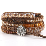 Boho Charm Bracelets 5 Strand Natural Stones Mix Wrap Beads Gift
