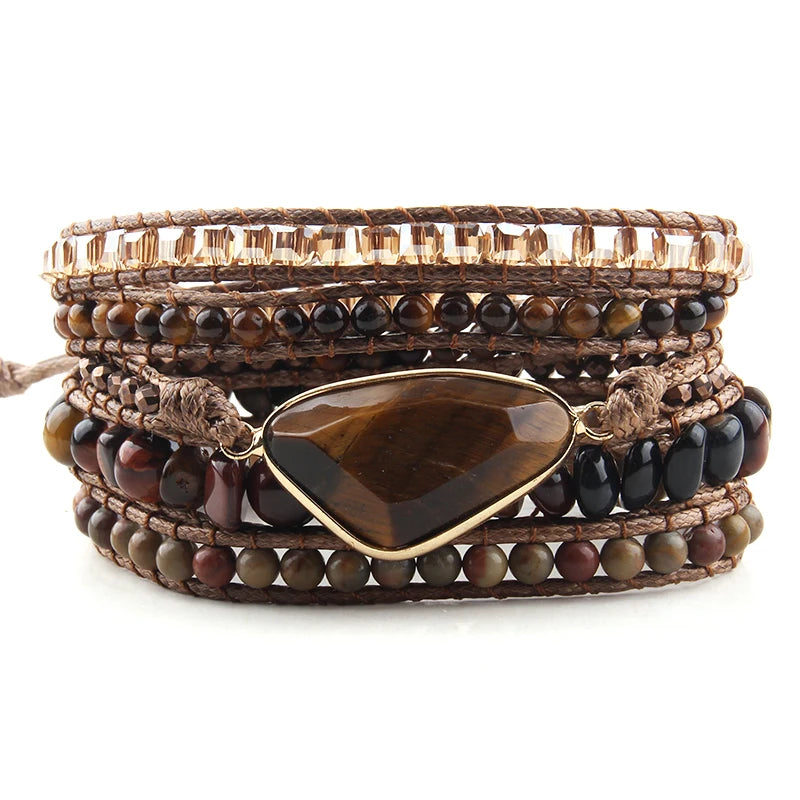 Bohemian Jewelry Triangle Natural Stones Charm Wrap Bracelets