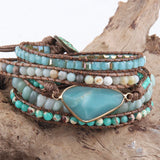 Bohemian Jewelry Triangle Natural Stones Charm Wrap Bracelets