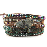 Bohemian Jewelry Triangle Natural Stones Charm Wrap Bracelets