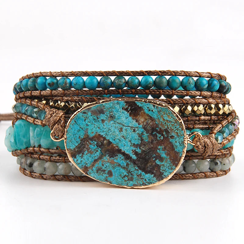 Bohemian Wrap 5 Strands Bracelets Natural Stones Charm Gift