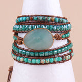 Boho Armbander Glass & Amazonite Charm Wrap Bracelets