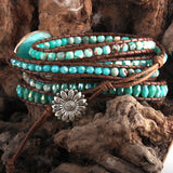 Boho Armbander Glass & Amazonite Charm Wrap Bracelets