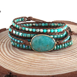 Boho Armbander Glass & Amazonite Charm Wrap Bracelets