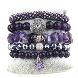 Boho Beaded 5pc Glass/Stone Stack Bracelet Set