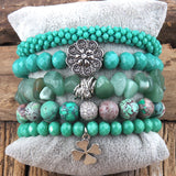 Boho Beaded 5pc Glass/Stone Stack Bracelet Set