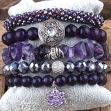 Boho Beaded 5pc Glass/Stone Stack Bracelet Set