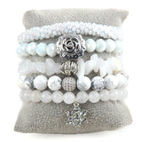 Boho Beaded 5pc Glass/Stone Stack Bracelet Set