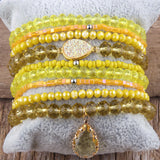 Boho Beaded Glass Stack Bracelet Set For Women - 9pc