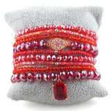 Boho Beaded Glass Stack Bracelet Set For Women - 9pc