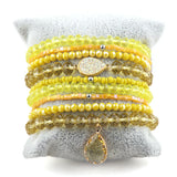 Boho Beaded Glass Stack Bracelet Set For Women - 9pc