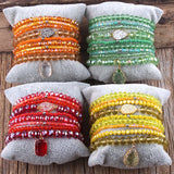 Boho Beaded Glass Stack Bracelet Set For Women - 9pc