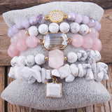 RH Boho Beaded Bracelet Jewelry 5pc Stack Bracelet & Bangle Sets For Women