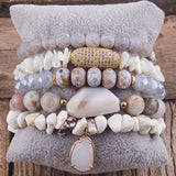 RH Boho Beaded Bracelet Jewelry 5pc Stack Bracelet & Bangle Sets For Women