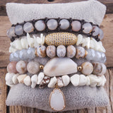 RH Boho Beaded Bracelet Jewelry 5pc Stack Bracelet & Bangle Sets For Women