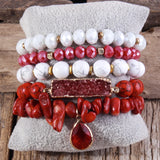 Boho Beaded Bracelet 5pc Stack Drop Bracelet & Bangle Set Women Jewelry