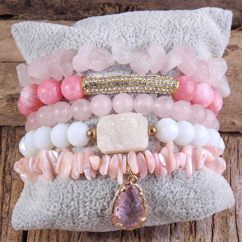Boho Beaded Bracelet 5pc Stack Drop Bracelet & Bangle Set Women Jewelry