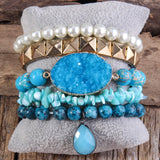 Boho Beaded Bracelet 5pc Stack Drop Bracelet & Bangle Set Women Jewelry