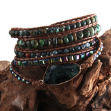 RH Boho Bracelet African Turquoise Charm Stones 5 Strand Wrap