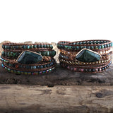 RH Boho Bracelet African Turquoise Charm Stones 5 Strand Wrap