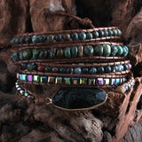 RH Boho Bracelet African Turquoise Charm Stones 5 Strand Wrap