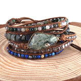 Boho Bracelet Triangle Natural Stones 5 Strand Wrap Bracelets