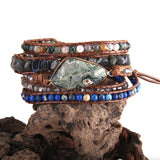 Boho Bracelet Triangle Natural Stones 5 Strand Wrap Bracelets