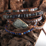 Boho Bracelet Triangle Natural Stones 5 Strand Wrap Bracelets