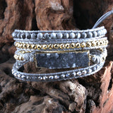 Boho Wrap Bracelet Mixed Stones & Druzy Charm 4 Strands Women Gift