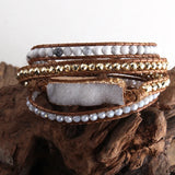 Boho Wrap Bracelet Mixed Stones & Druzy Charm 4 Strands Women Gift