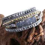 Boho Wrap Bracelet Mixed Stones & Druzy Charm 4 Strands Women Gift
