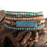 Boho Wrap Bracelet Mixed Stones & Druzy Charm 4 Strands Women Gift