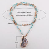 Boho Natural Stone Pendant Irregular Druzy Necklace Gift
