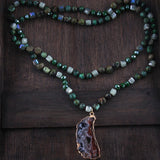 Boho Natural Stone Pendant Irregular Druzy Necklace Gift