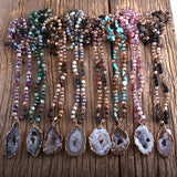 Boho Natural Stone Pendant Irregular Druzy Necklace Gift