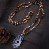 Boho Natural Stone Pendant Irregular Druzy Necklace Gift