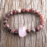 8mm Natural Stone Beads Pink Charm Bracelet Women Gift Bracelets & Bangles