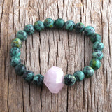 8mm Natural Stone Beads Pink Charm Bracelet Women Gift Bracelets & Bangles