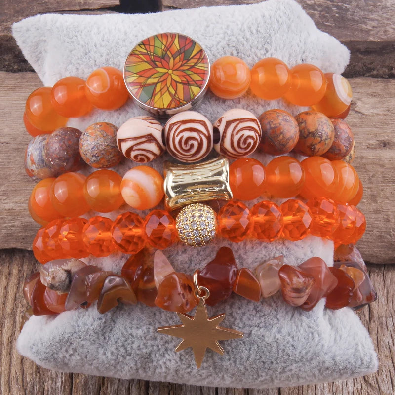 5pc Boho Multicolor Beaded Bracelet Set Women's Jewelry Accessory