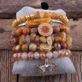 Boho Natural Stone Stack Bracelet Bangle 6pc Sets Women Gift