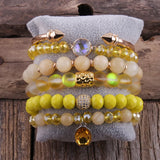 Boho Natural Stone Stack Bracelet Bangle 6pc Sets Women Gift
