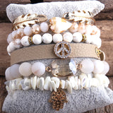 Boho Stone Beaded Bracelet 5pc Stack Bangle Set for Peace
